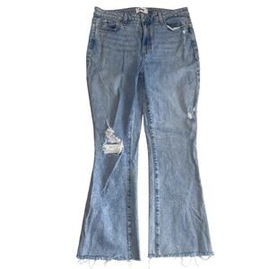 Paige Claudine Women Size 32 High Waist Raw Hem Blue Jeans Stretch Distressed